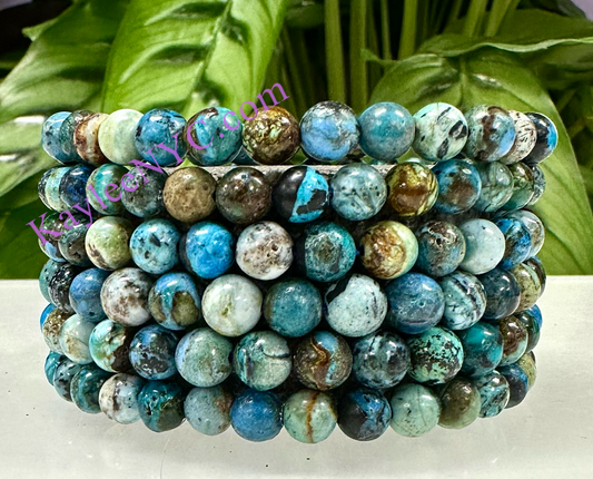 Wholesale 6 Pcs Natural Chrysocolla 6mm 7.5” Crystal Healing Stretch Bracelet