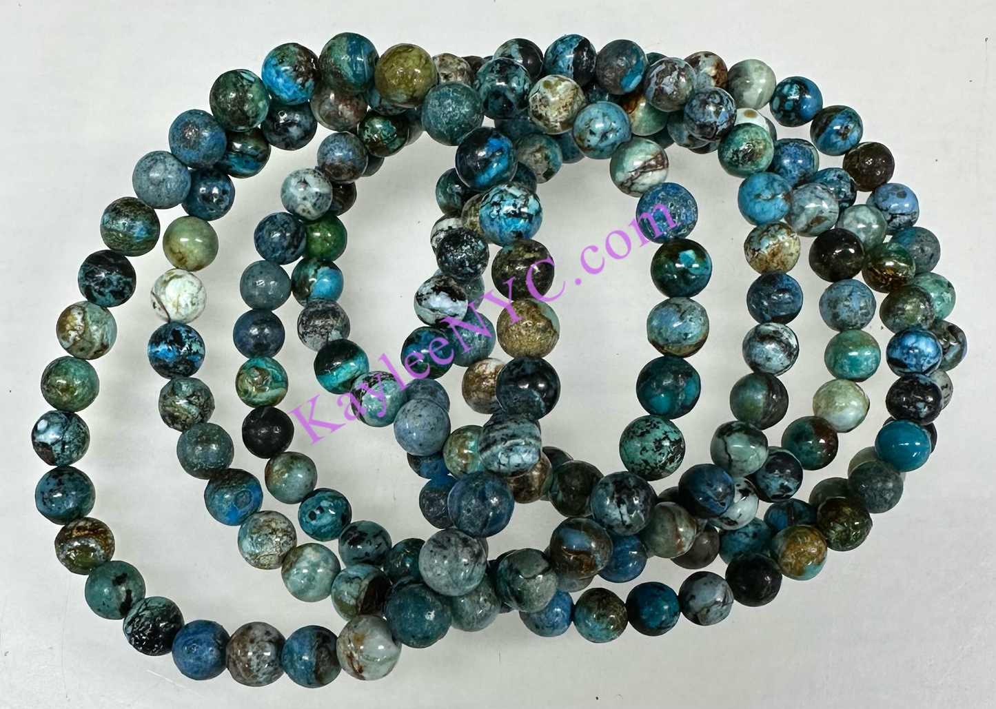 Wholesale 6 Pcs Natural Chrysocolla 6mm 7.5” Crystal Healing Stretch Bracelet