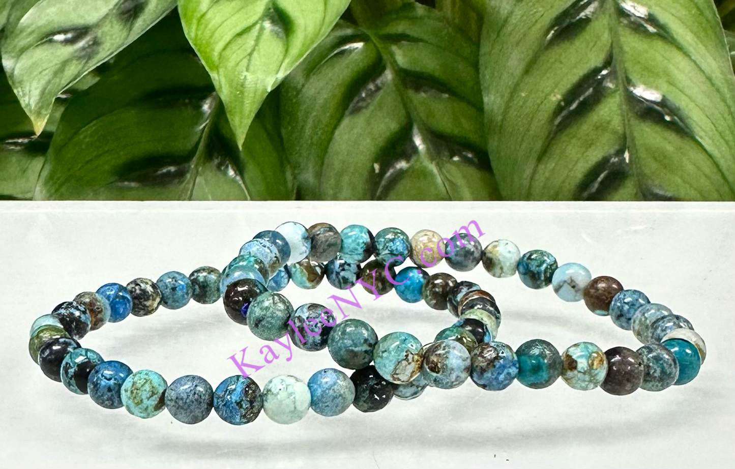 Wholesale 6 Pcs Natural Chrysocolla 6mm 7.5” Crystal Healing Stretch Bracelet