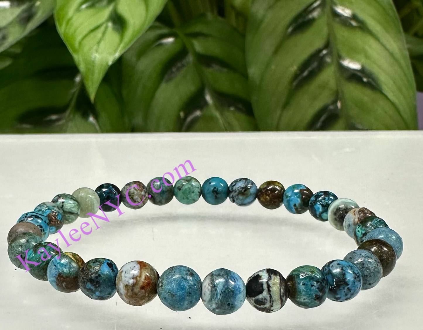 Wholesale 6 Pcs Natural Chrysocolla 6mm 7.5” Crystal Healing Stretch Bracelet