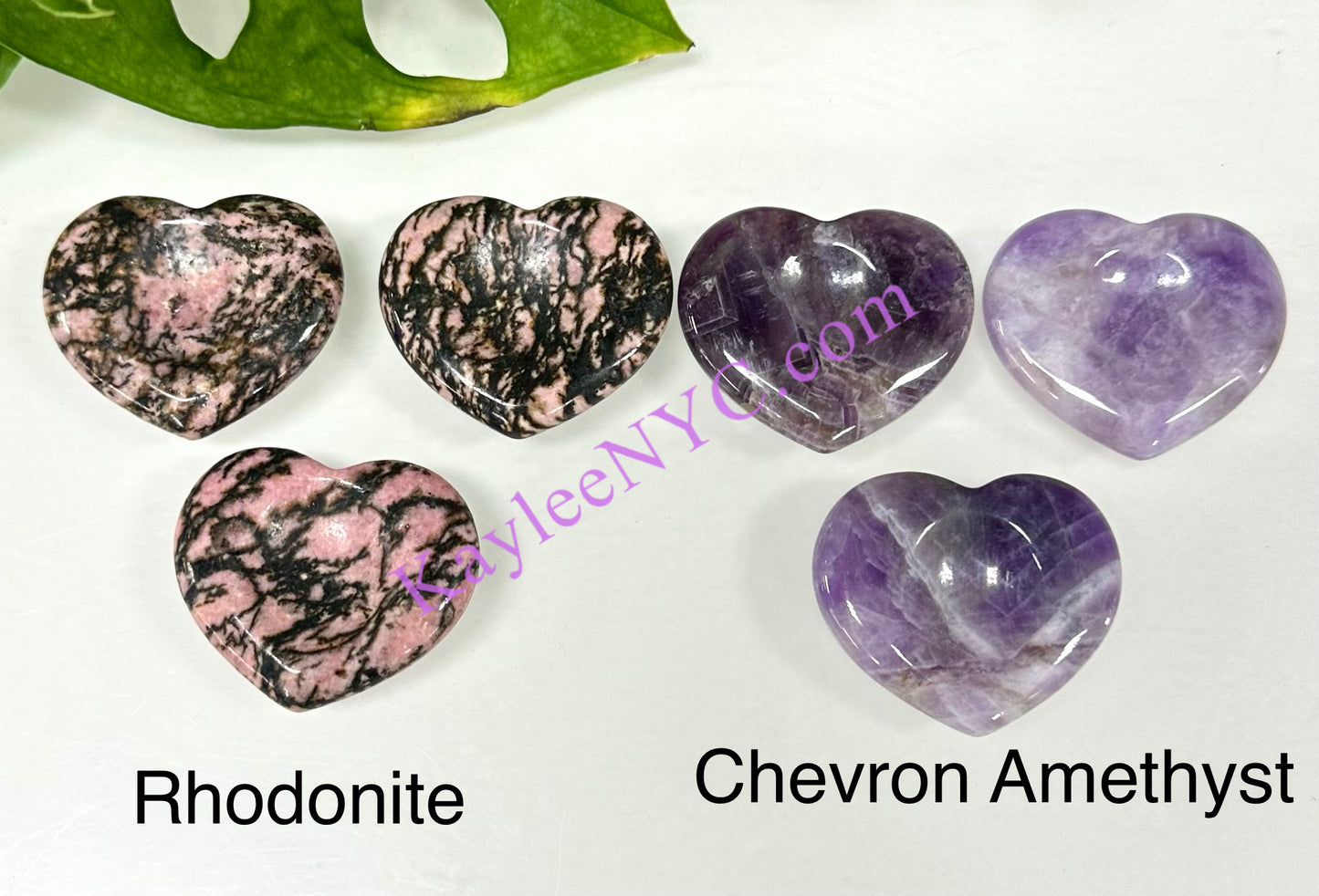 14 PCs Natural Crystal Heart Worry Stone Healing Energy