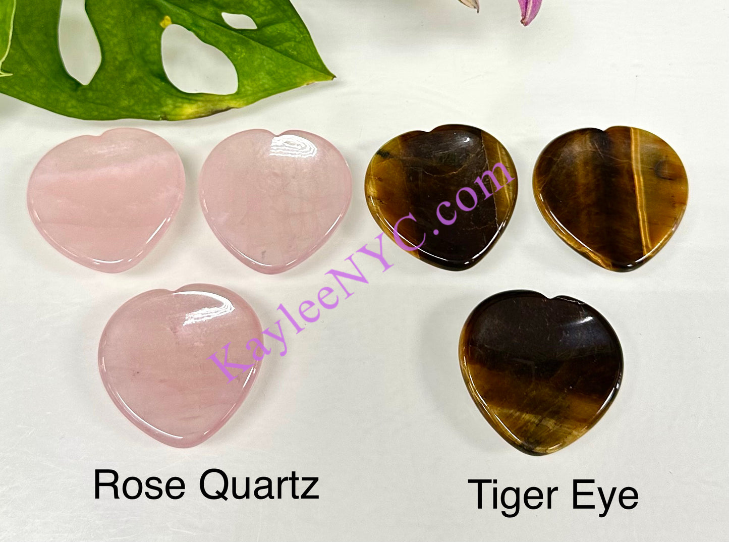 14 PCs Natural Crystal Heart Worry Stone Healing Energy