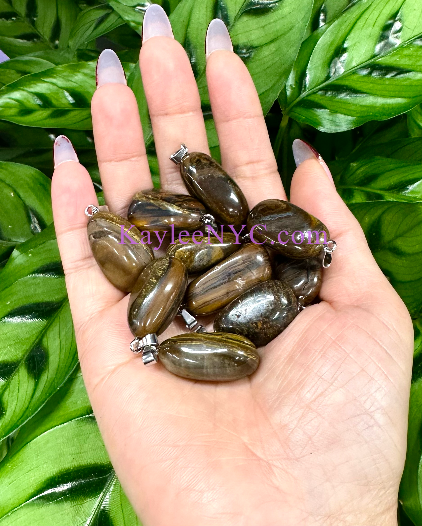 36 PCs Natural Tiger Iron Crystal Pendant