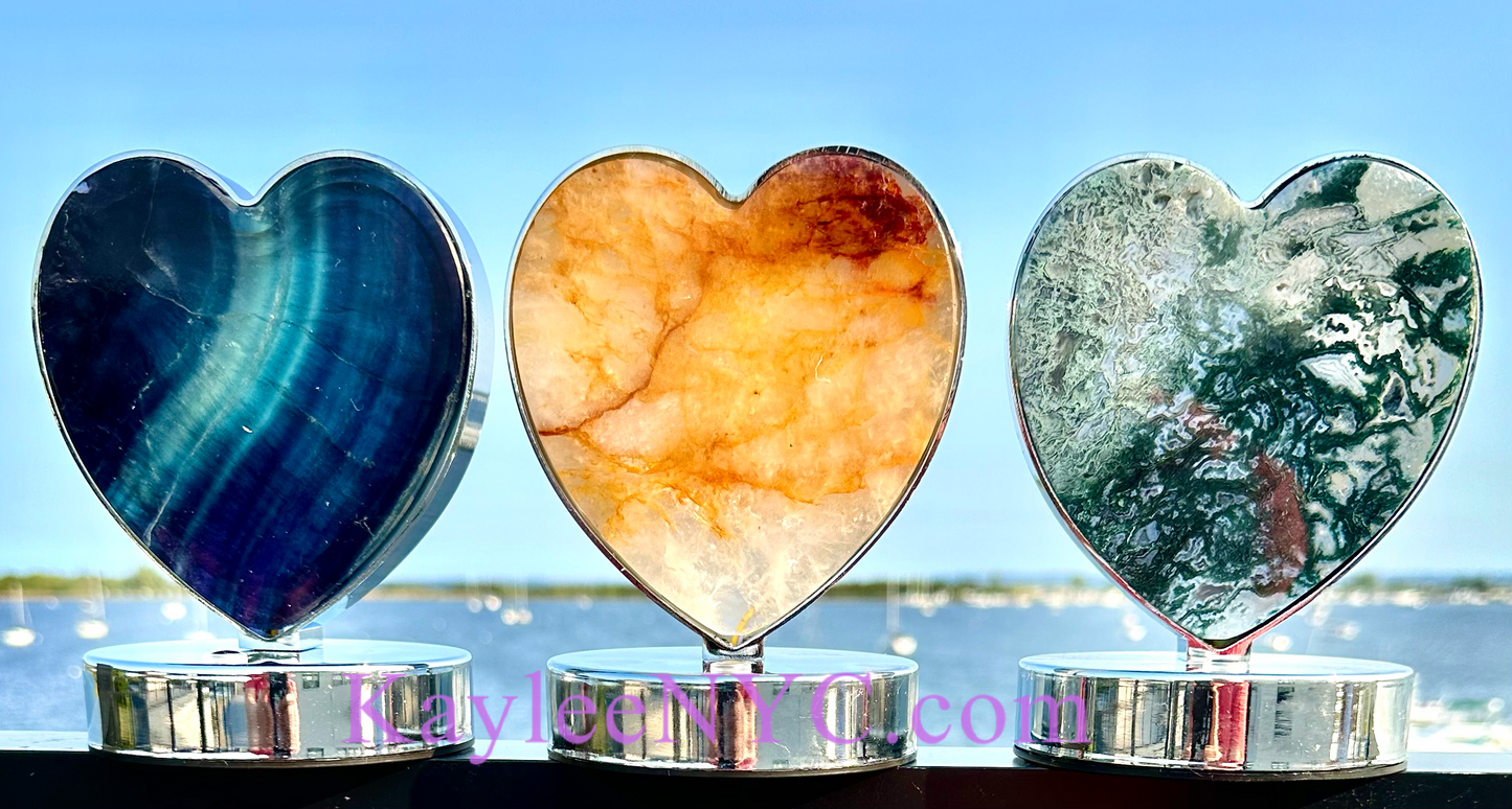 3 PCs Natural Crystal Heart Shaped Lamps Healing Energy