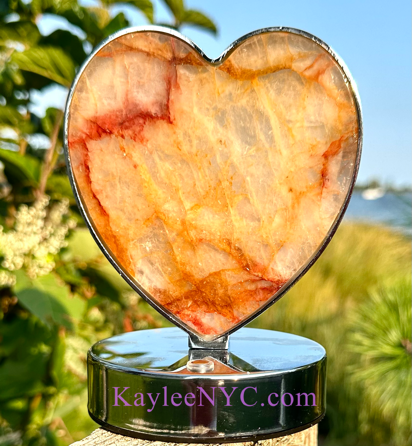 3 PCs Natural Crystal Heart Shaped Lamps Healing Energy