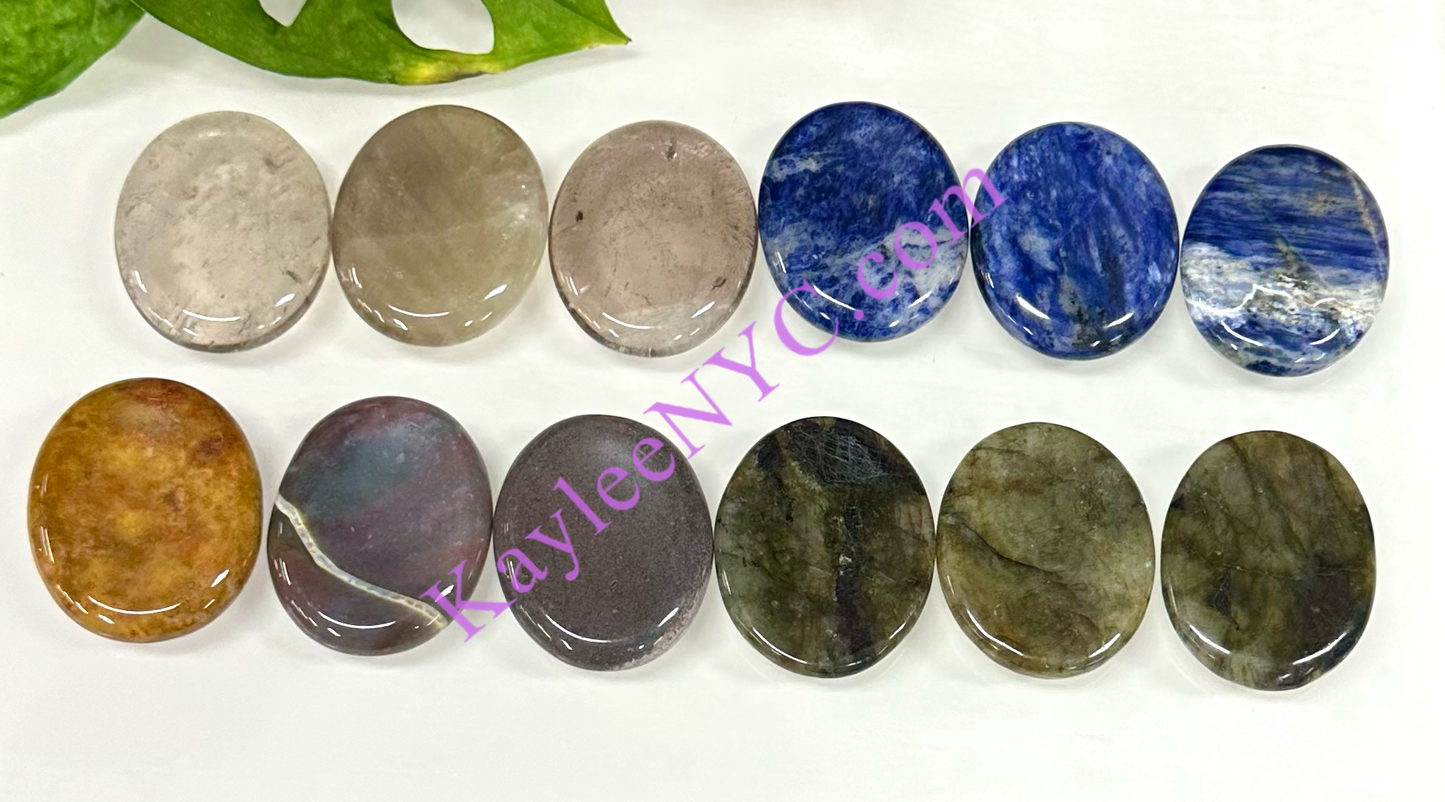 12 PCs Natural Crystal Worry Stone Healing Energy