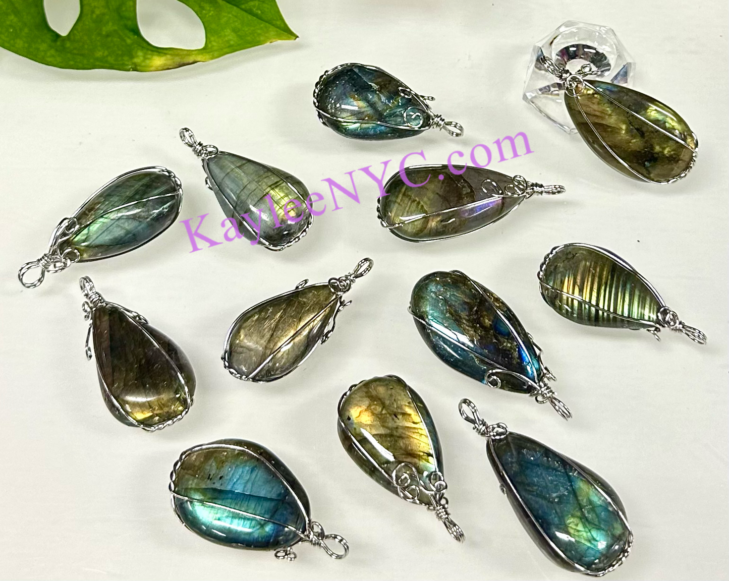 Wholesale Lot 12 Pcs Natural Labradorite Wire Wrapped Pendant healing energy