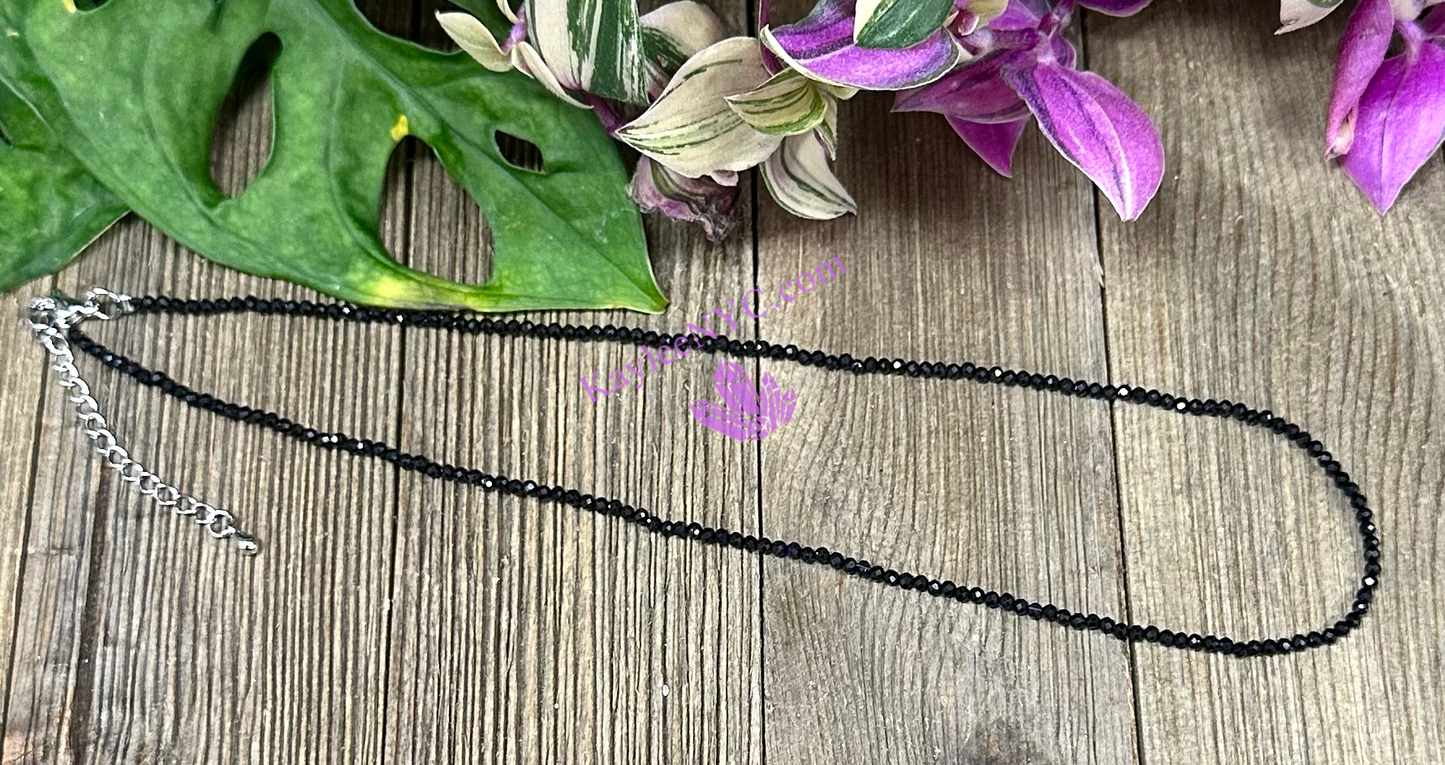 6 PCs 2mm Natural Black Tourmaline Necklace