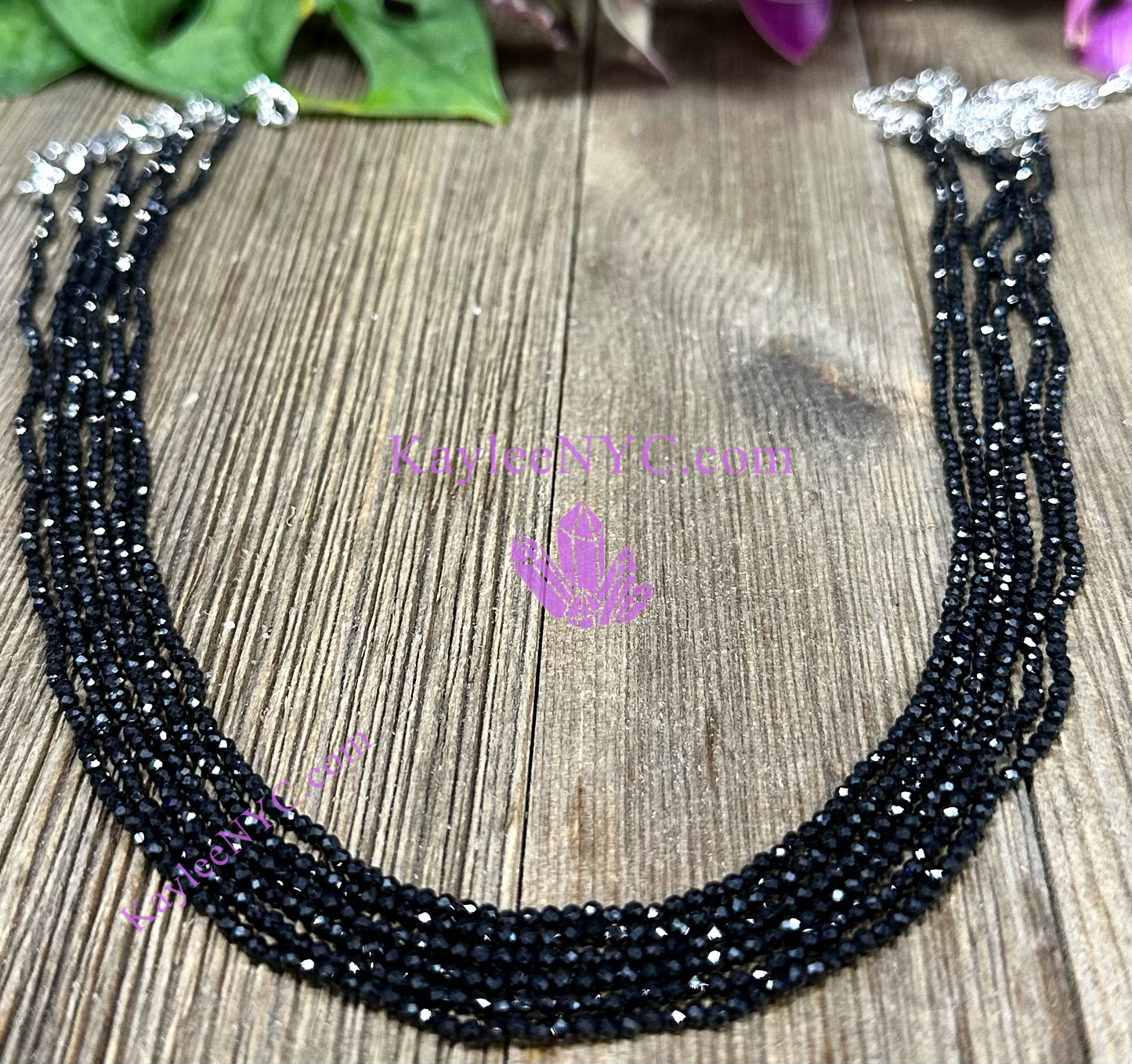 6 PCs 2mm Natural Black Tourmaline Necklace