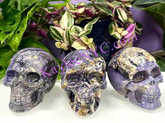 Wholesale lot 3 Pcs Natural Fluorite Root Crystal Skulls Healing Energy