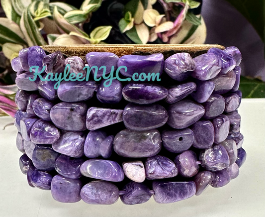 Wholesale 6 Pcs Natural Charoite tumble 7.5” Stretch Bracelet Crystal Healing Energy