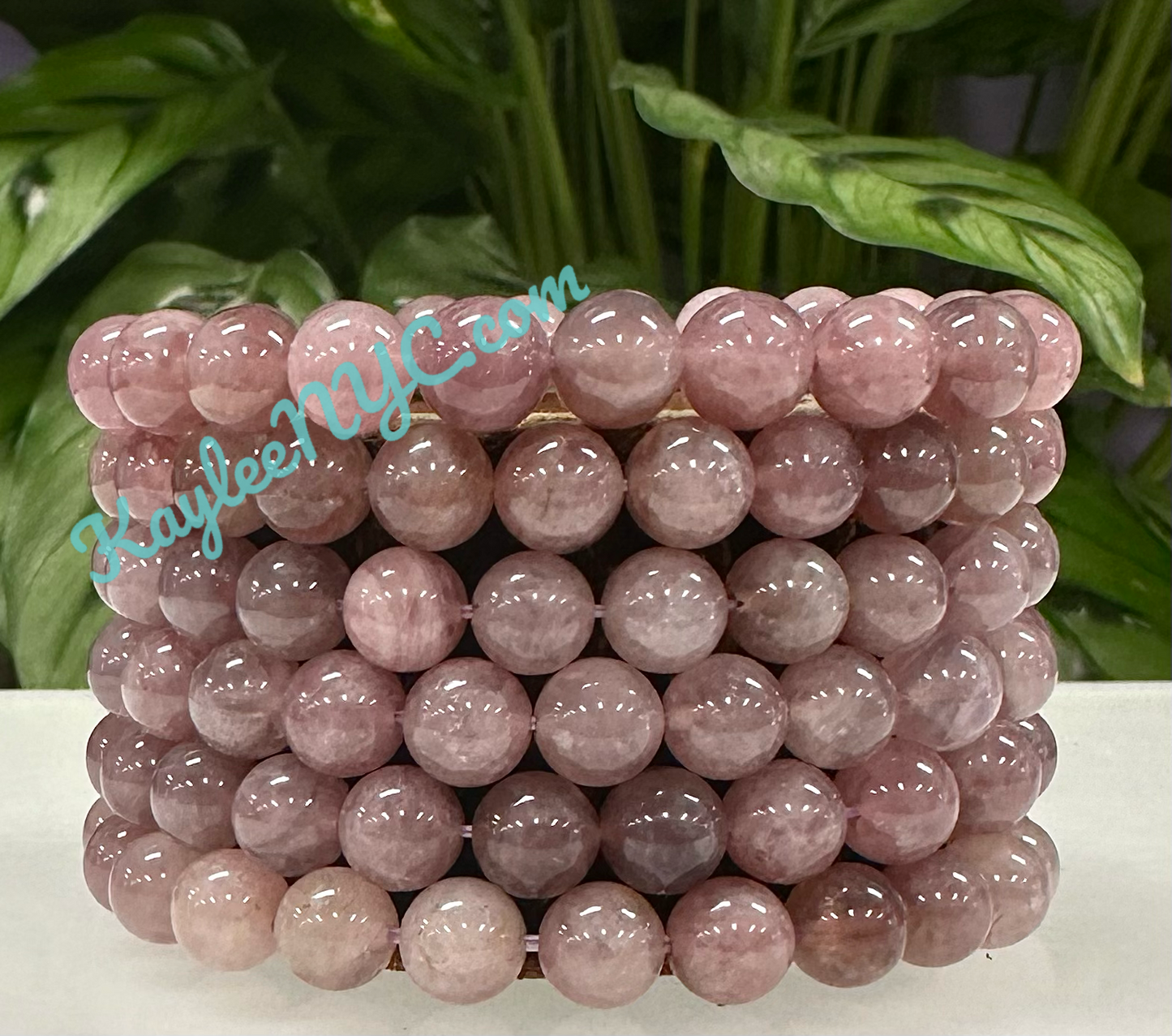 6 PCs Natural Purple Rose Quartz 8mm 7.5” Stretch Bracelet