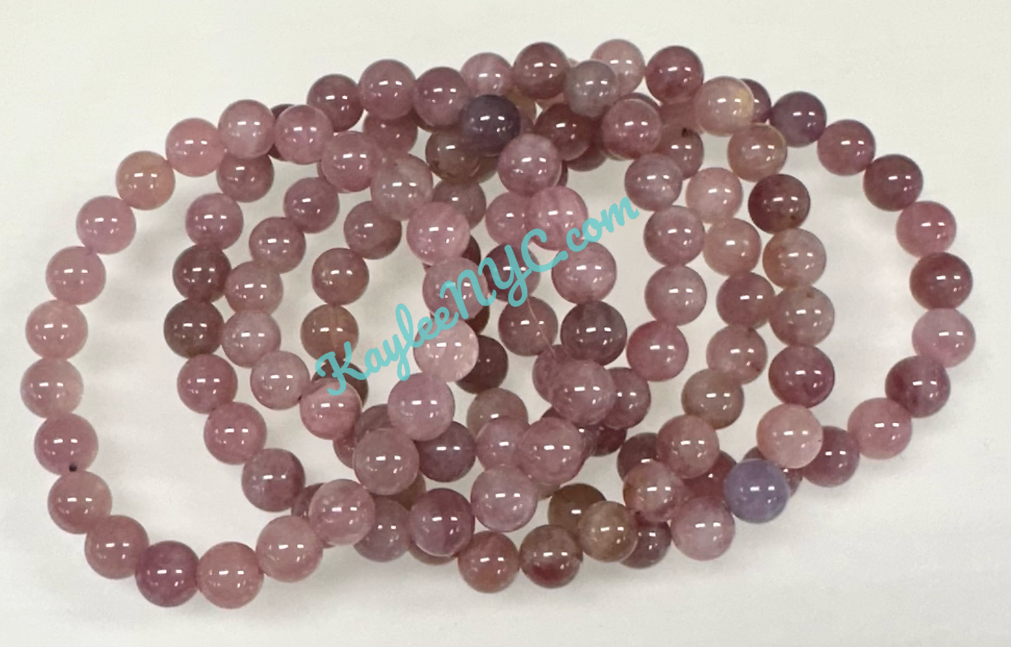 6 PCs Natural Purple Rose Quartz 8mm 7.5” Stretch Bracelet