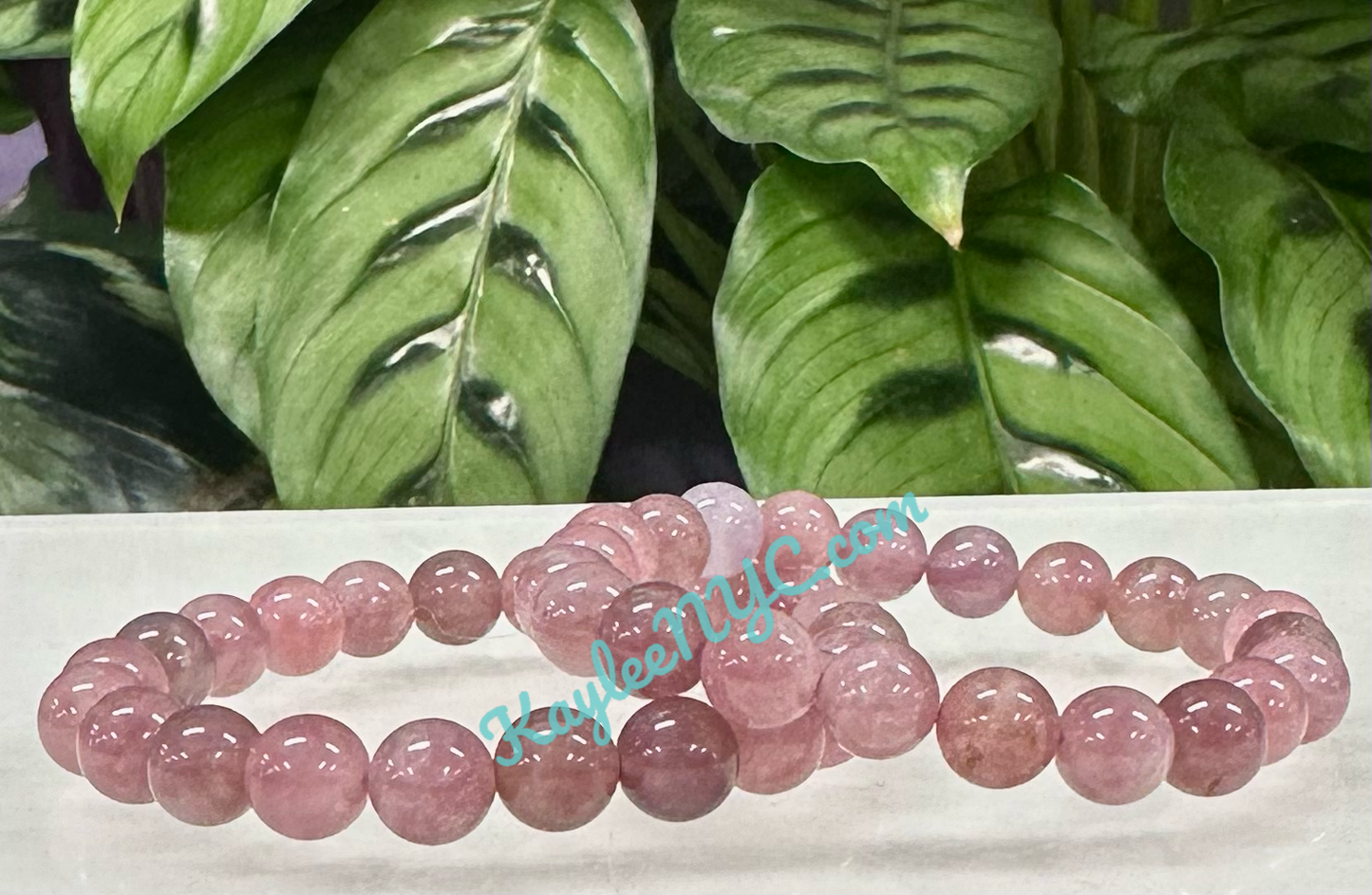 6 PCs Natural Purple Rose Quartz 8mm 7.5” Stretch Bracelet