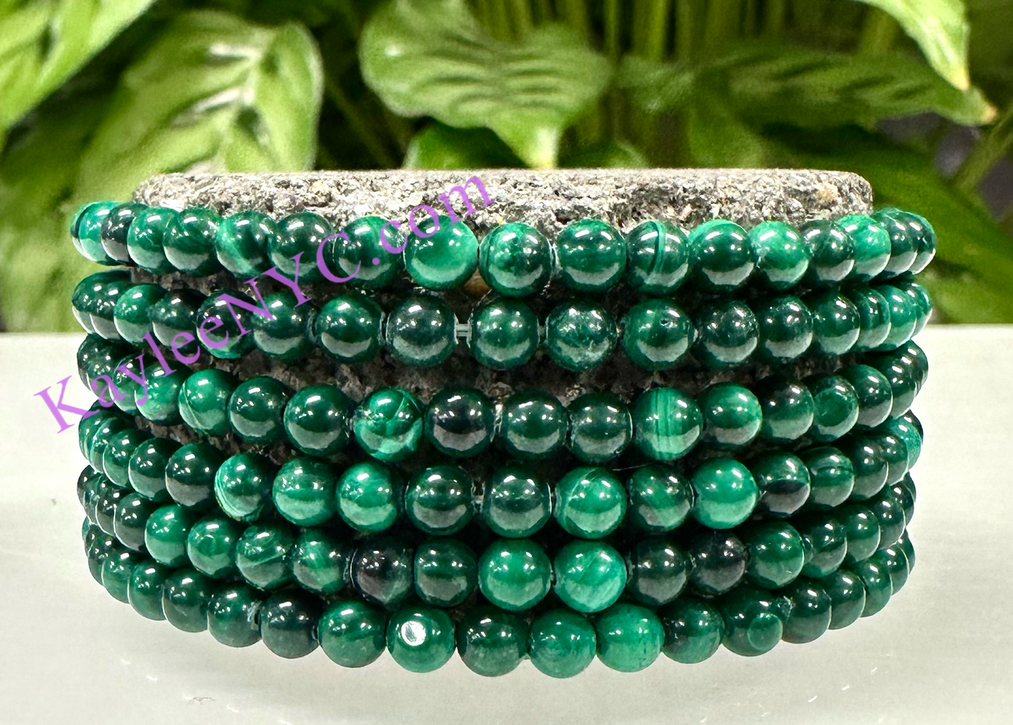 Wholesale Lot 6 Pcs Natural Malachite 4mm 7.5” Crystal Healing Stretch Bracelet