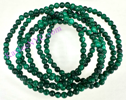 Wholesale Lot 6 Pcs Natural Malachite 4mm 7.5” Crystal Healing Stretch Bracelet