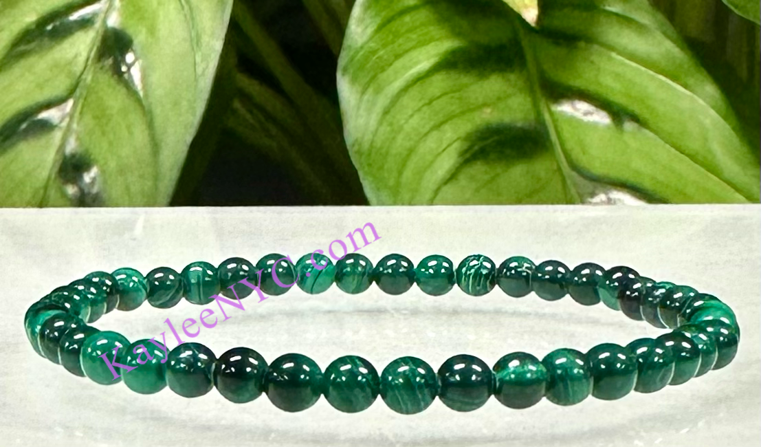 Wholesale Lot 6 Pcs Natural Malachite 4mm 7.5” Crystal Healing Stretch Bracelet