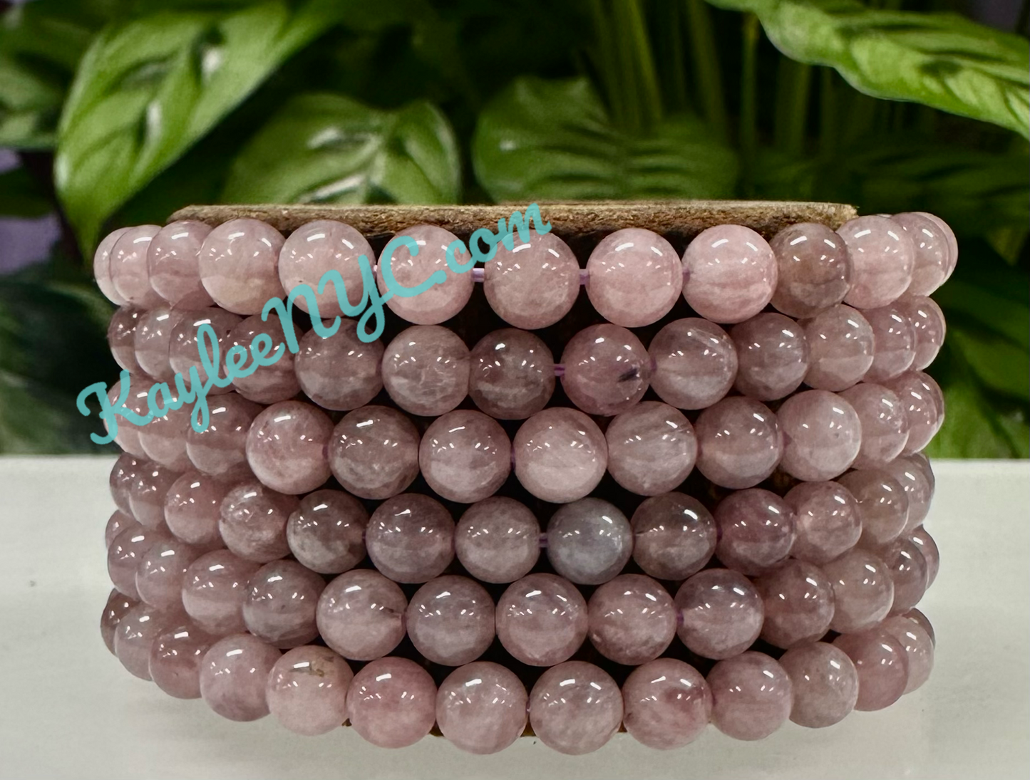 Wholesale Lot 6 Pcs Natural Purple Rose Quartz 6mm 7.5” Crystal Healing Stretch Bracelet