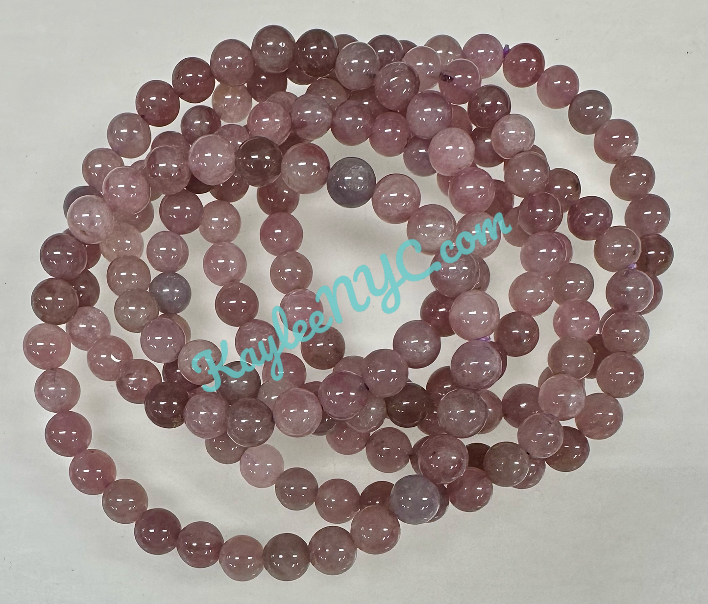 Wholesale Lot 6 Pcs Natural Purple Rose Quartz 6mm 7.5” Crystal Healing Stretch Bracelet