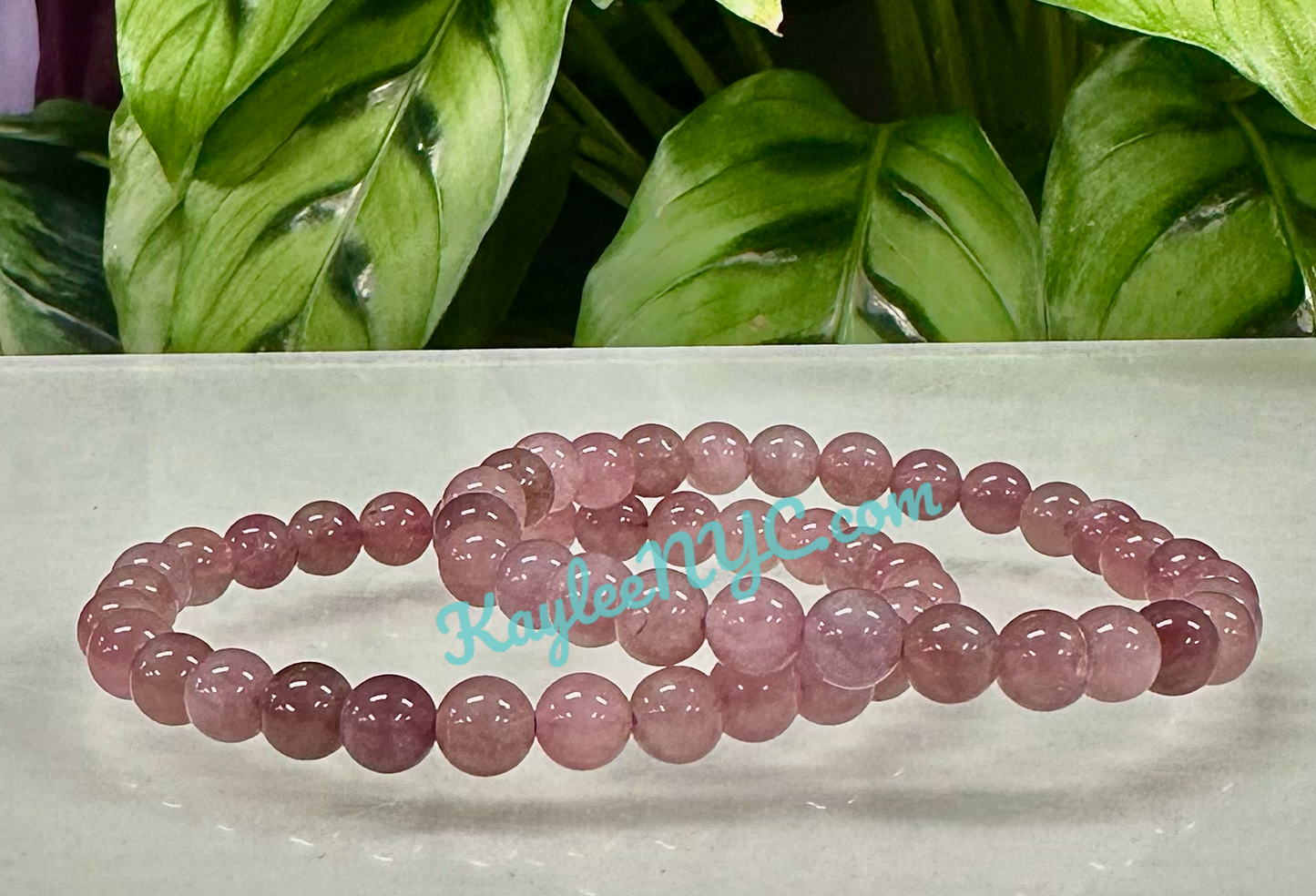 Wholesale Lot 6 Pcs Natural Purple Rose Quartz 6mm 7.5” Crystal Healing Stretch Bracelet