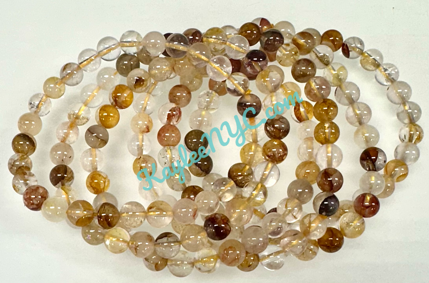 Wholesale Lot 6 Pcs Natural Golden Healer 6mm 7.5” Crystal Healing Stretch Bracelet