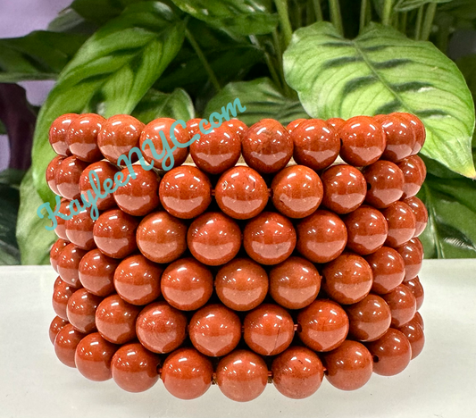 Wholesale 6 Pcs Natural Red Jasper 8mm 7.5” Crystal Healing Stretch Bracelet