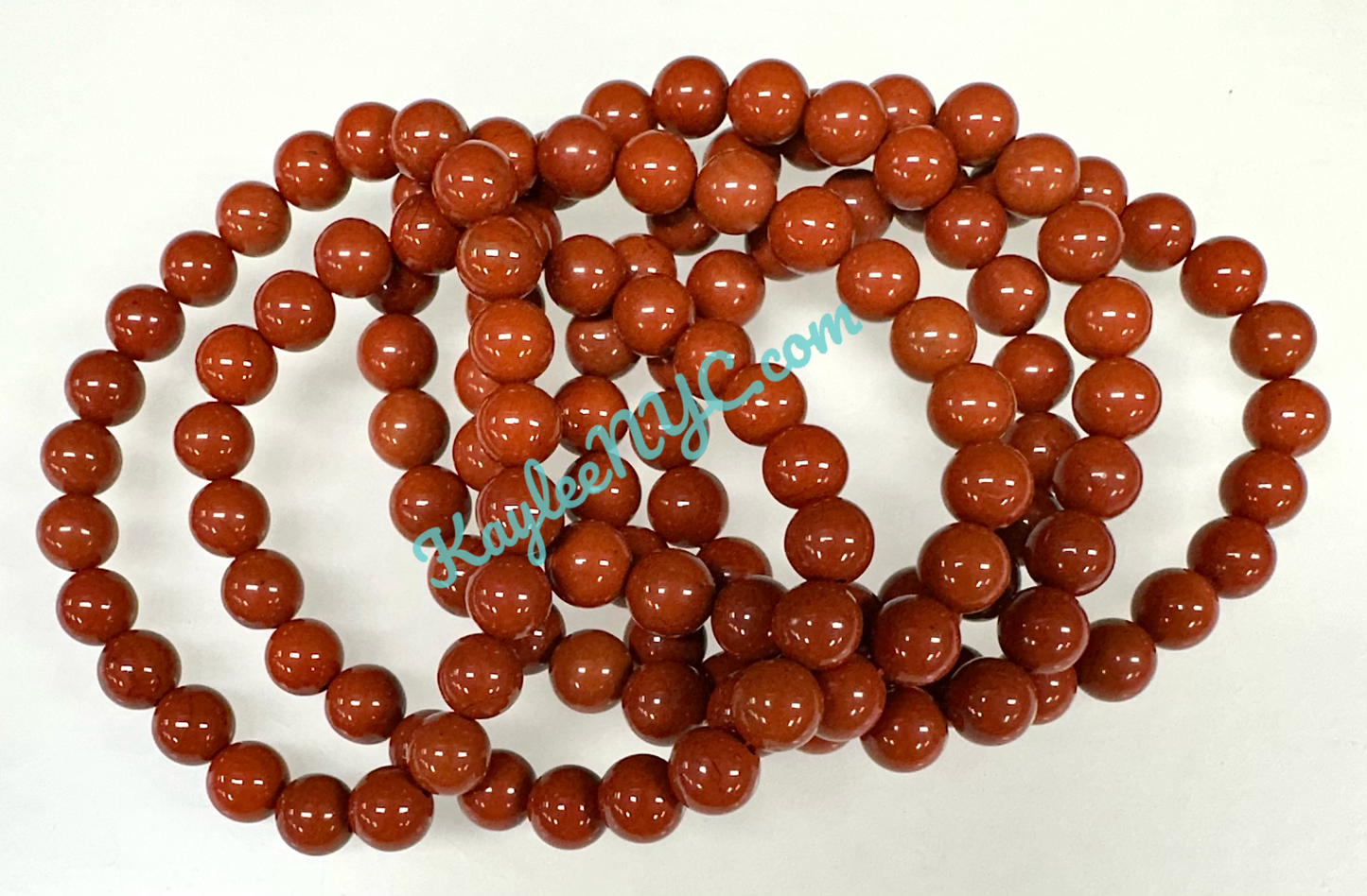 Wholesale 6 Pcs Natural Red Jasper 8mm 7.5” Crystal Healing Stretch Bracelet