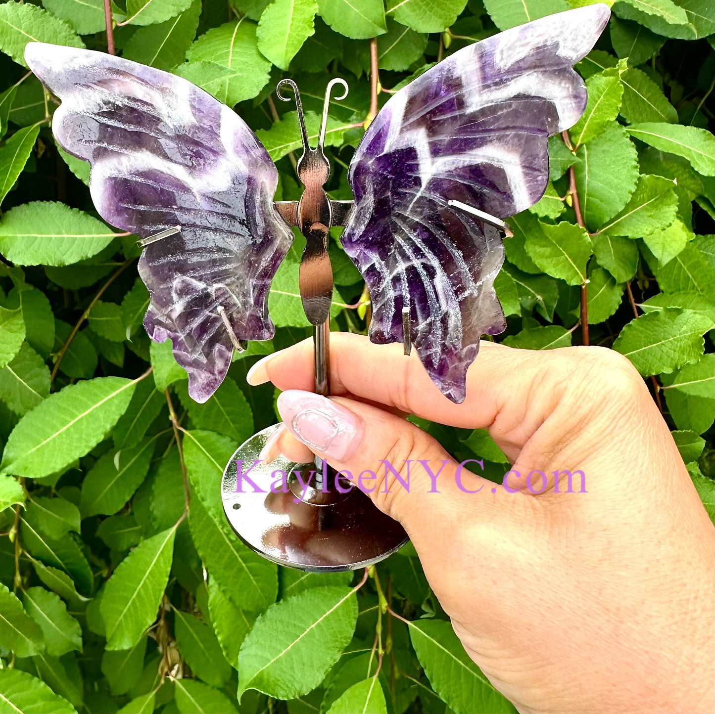 Wholesale Lot 4 PCs Natural Chevron Amethyst Crystal Butterfly w/stand Healing Energy