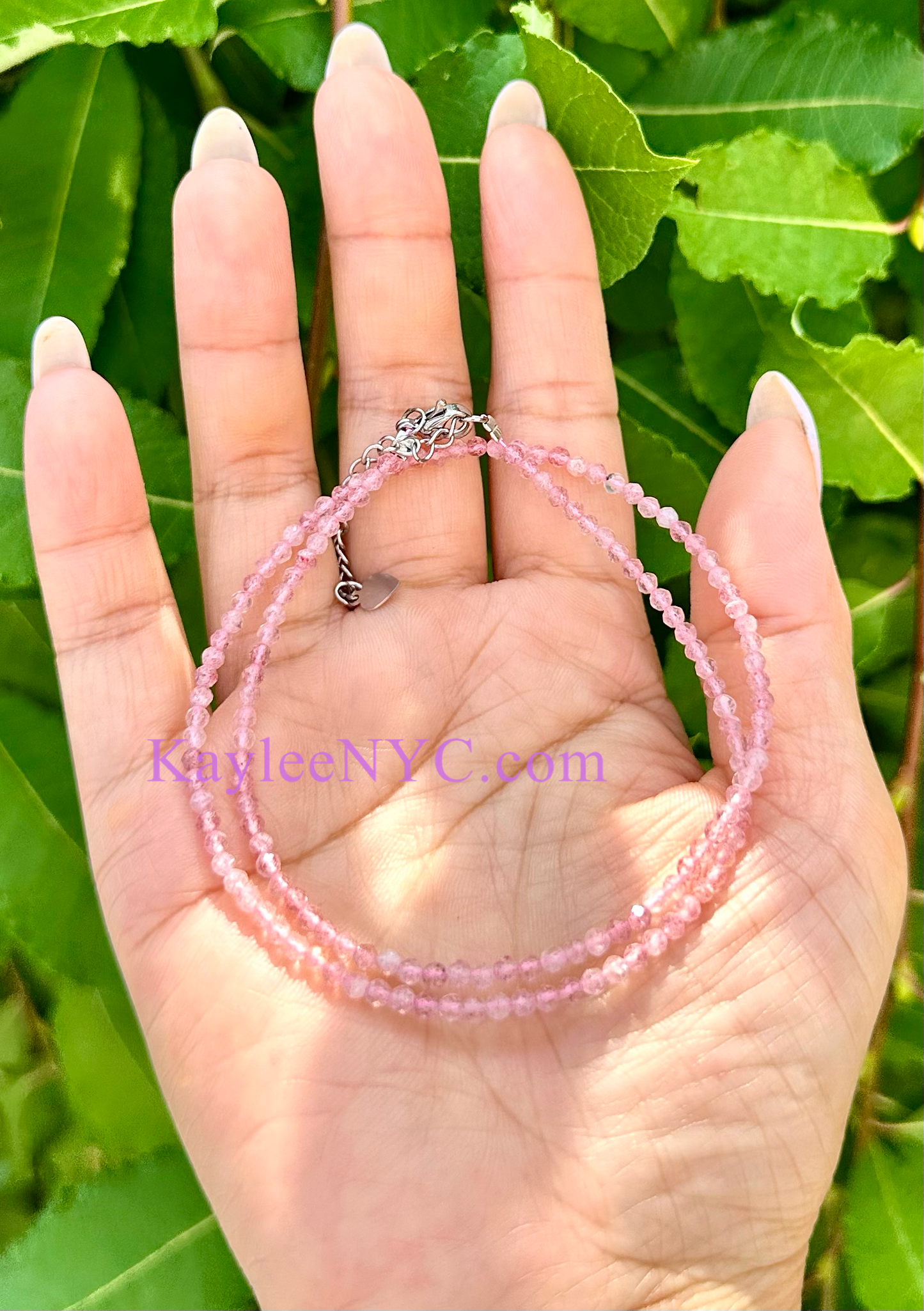 6 PCs 2mm Natural Strawberry Quartz Necklaces