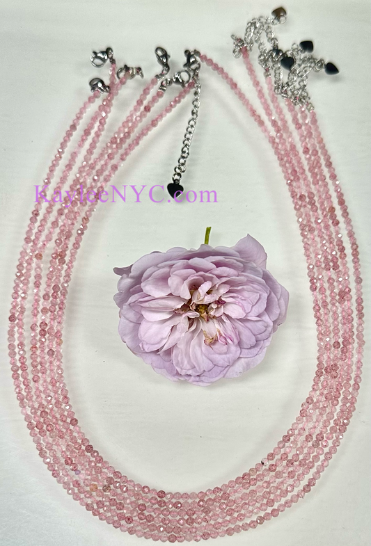 6 PCs 2mm Natural Strawberry Quartz Necklaces