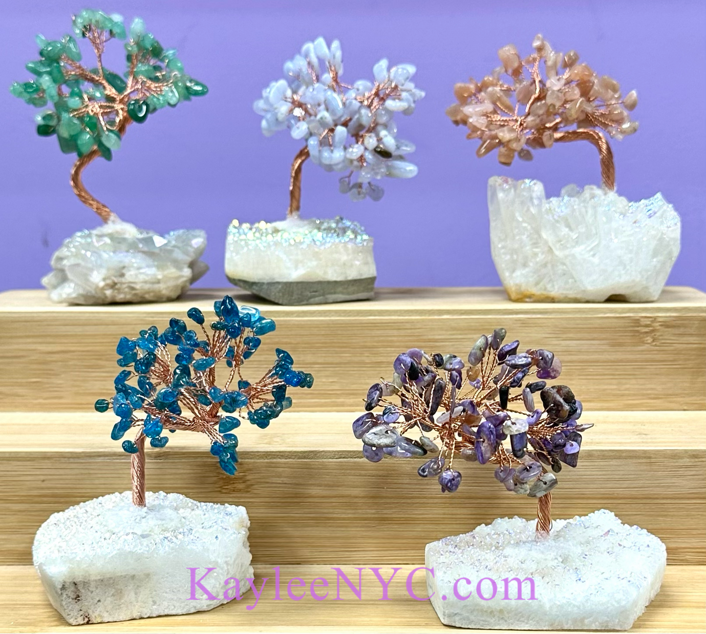 Wholesale Lot 5 Pcs Bonsai Tree with Angel Aura Quartz Cluster Base