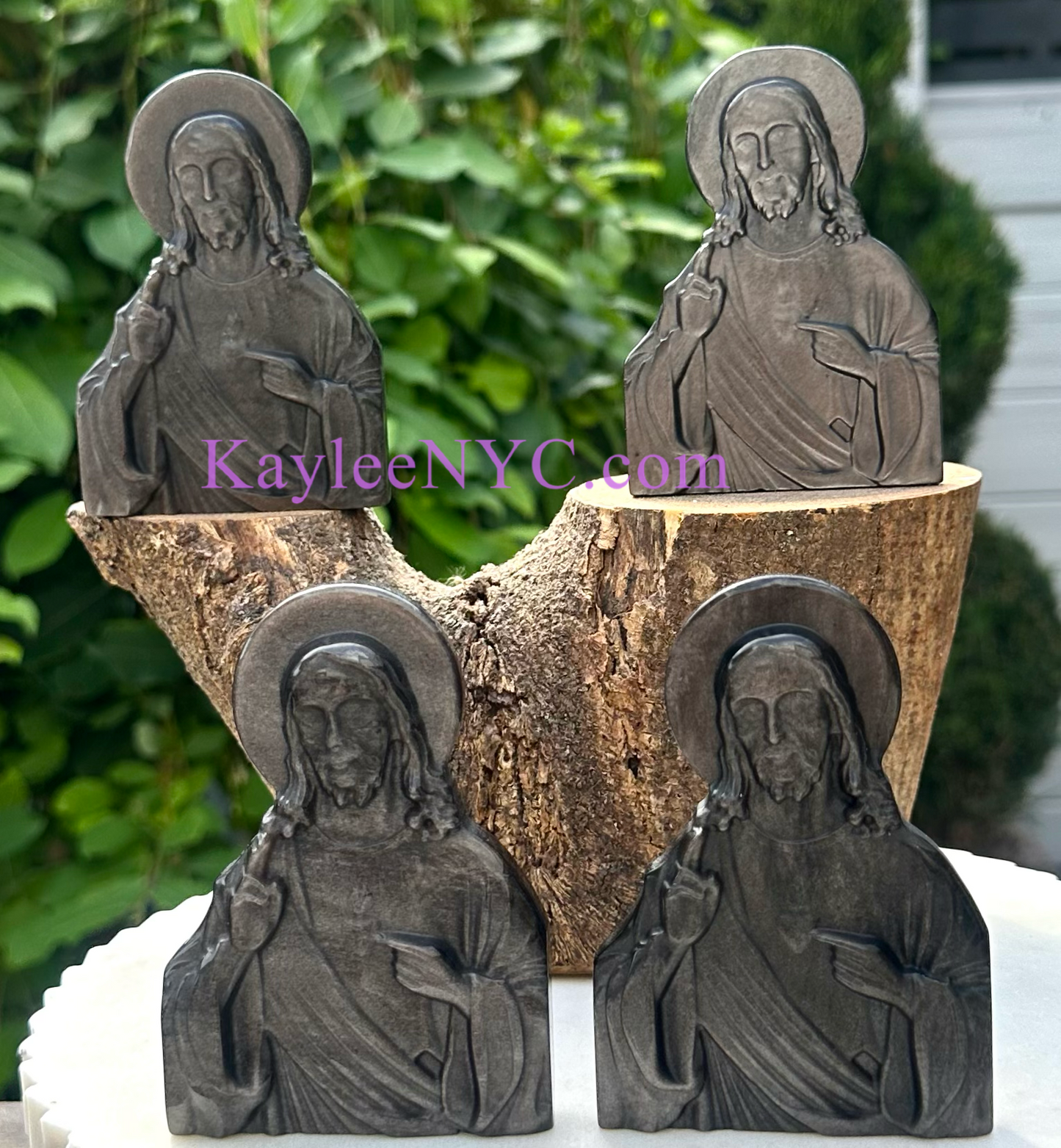 4 PCs 10 cm Natural Silver Sheen Obsidian Jesus Crystals Healing Energy