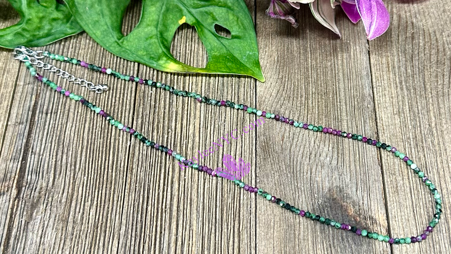 6 PCs 2mm Natural Ruby Zoisite Necklaces