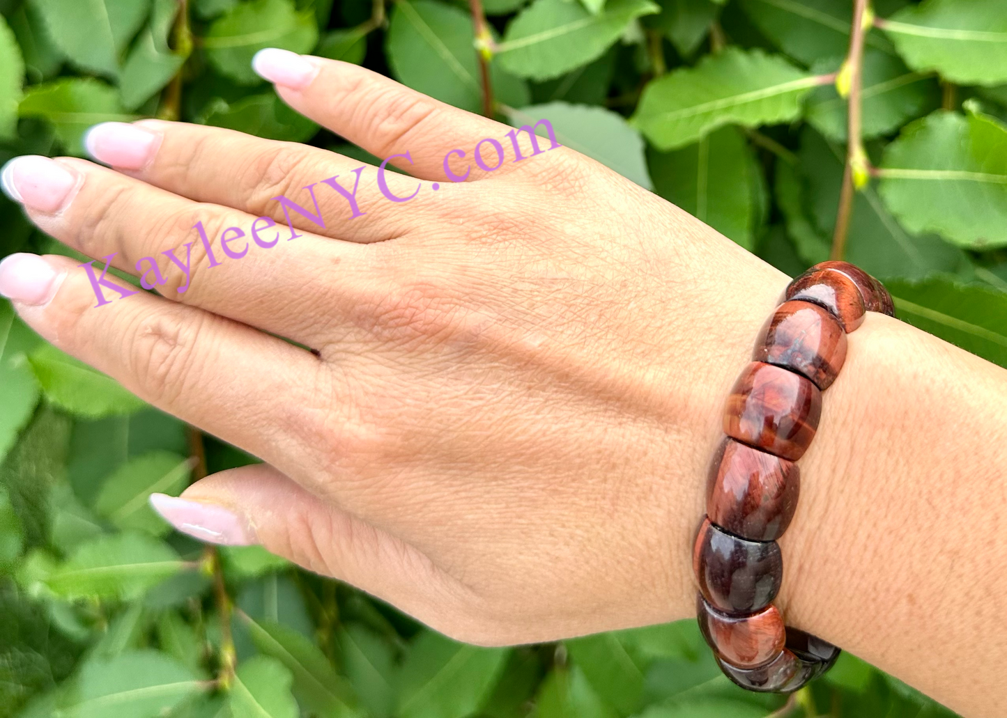 6 Pcs 15mm Red Tiger Eye Stretch Bracelet 7.5” Crystal Healing Energy