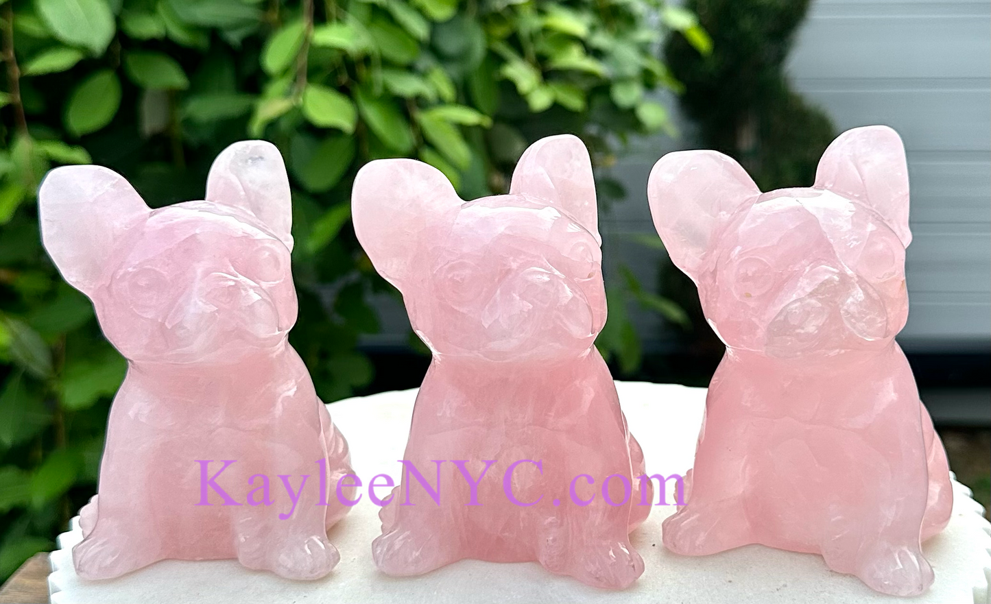 3 PCs Natural Rose Quartz Dogs Crystals Healing Energy