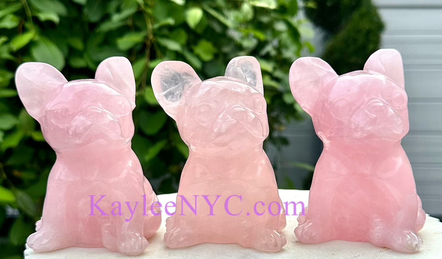 3 PCs Natural Rose Quartz Dogs Crystals Healing Energy