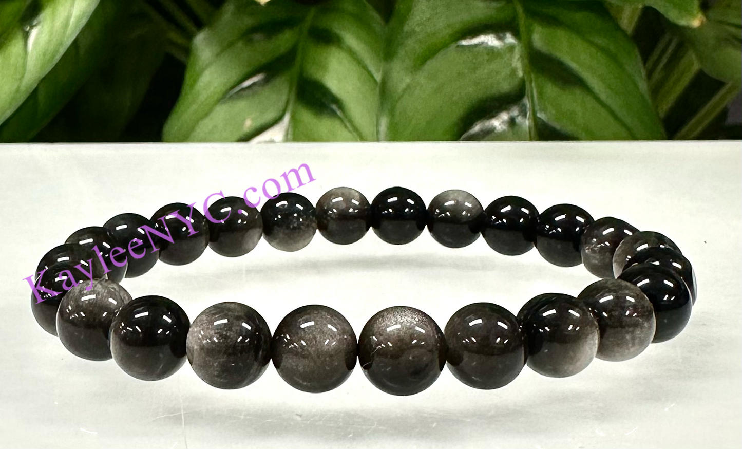 Wholesale Lot 6 Pcs Natural Silver Sheen Obsidian 8mm 7.5” Stretch Bracelet