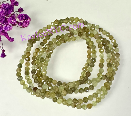 6 PCs 4mm Natural Green Garnet Faceted Bracelet 7.5”