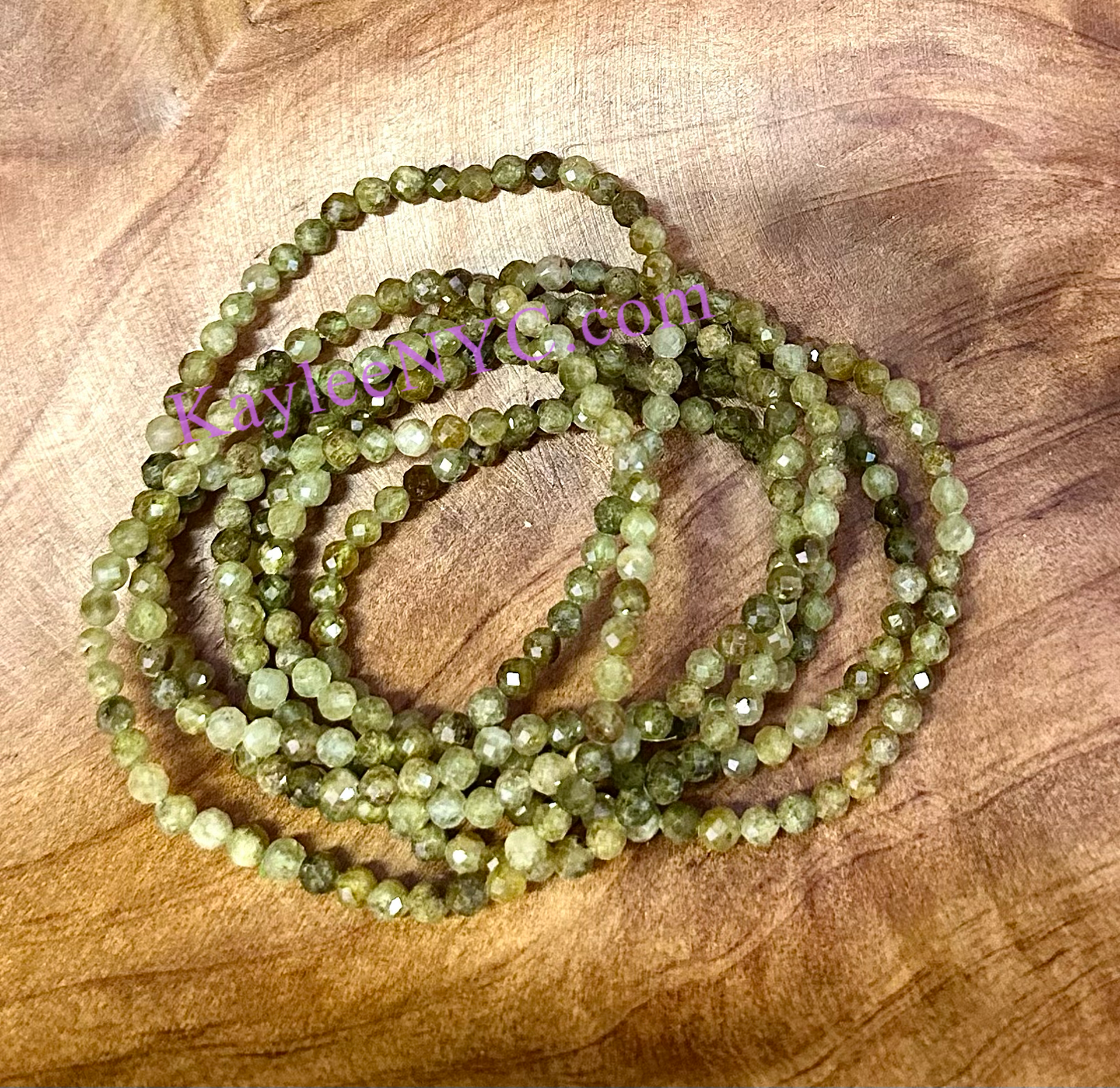 6 PCs 4mm Natural Green Garnet Faceted Bracelet 7.5”