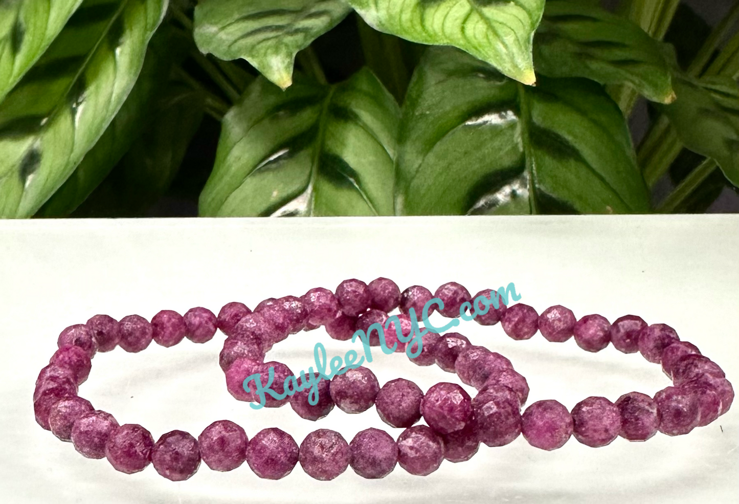 6 PCs Faceted Natural Ruby 6mm 7.5” Stretch Bracelet