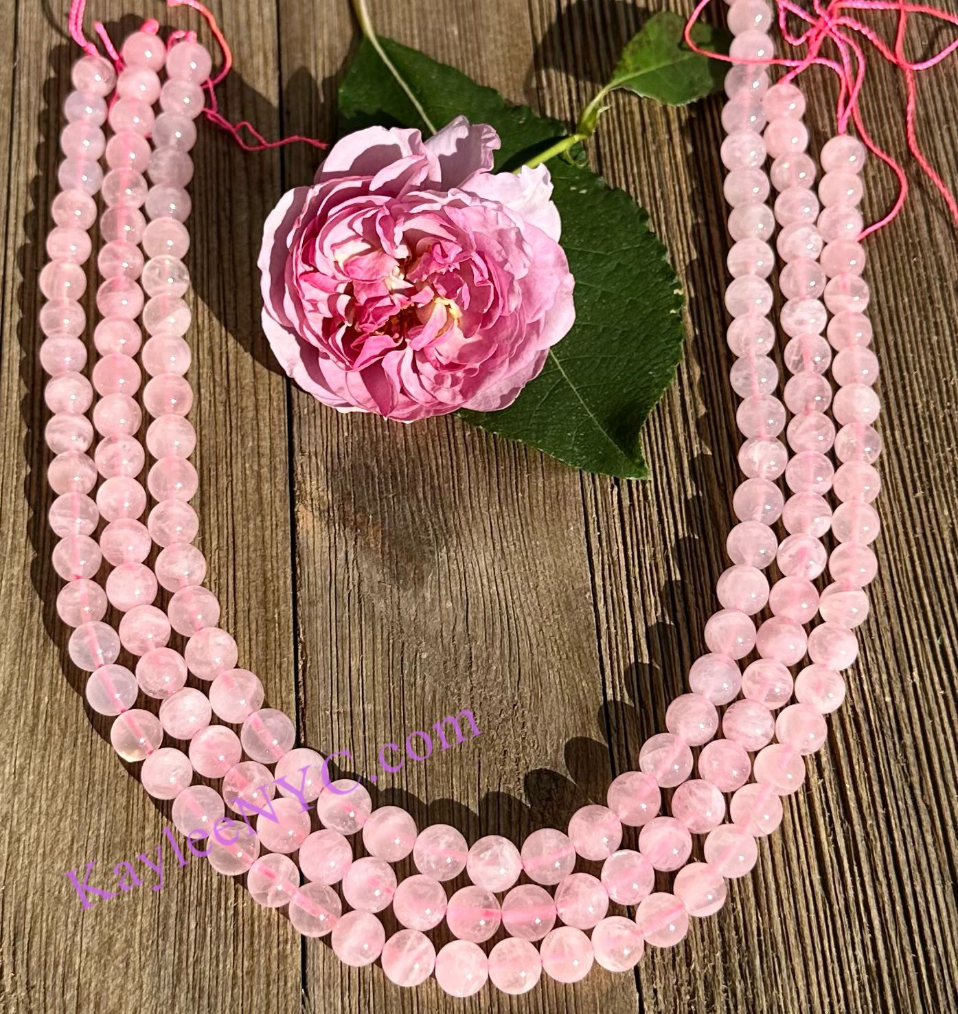 3 strands 8mm Natural Rose Quartz Beads