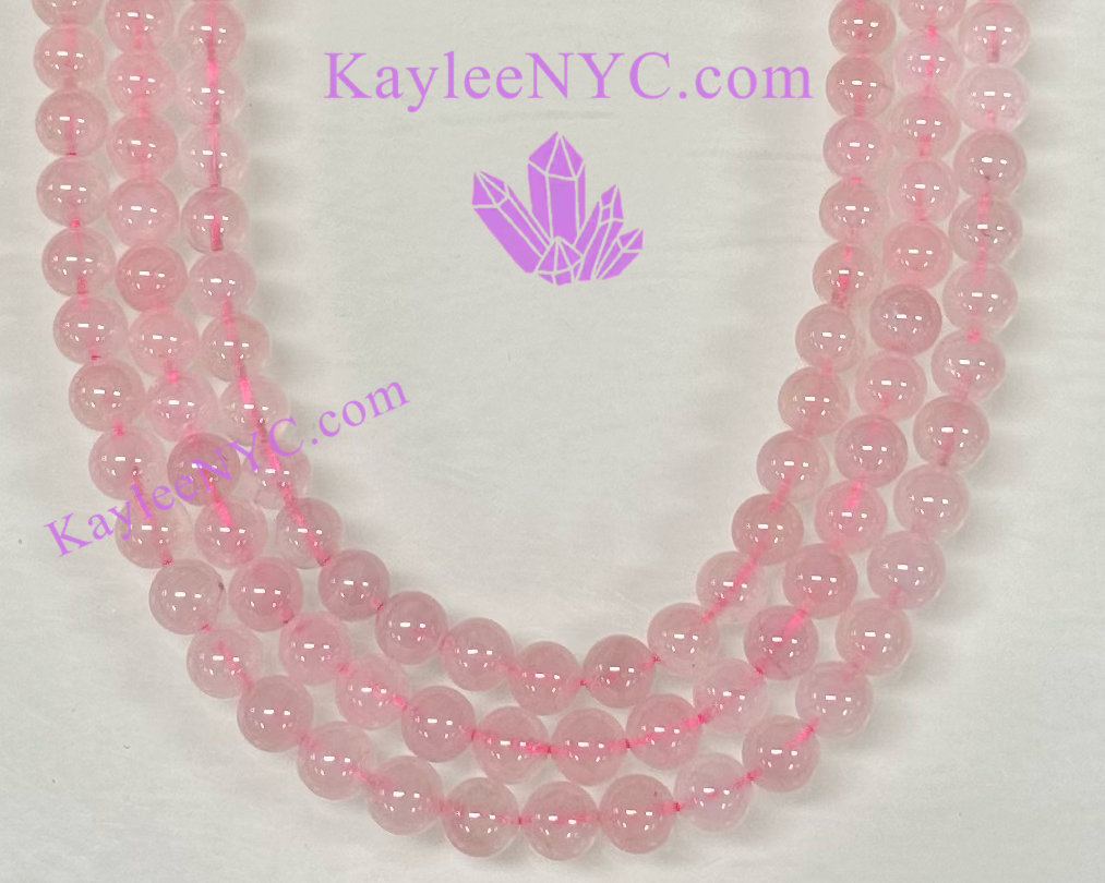 3 strands 8mm Natural Rose Quartz Beads