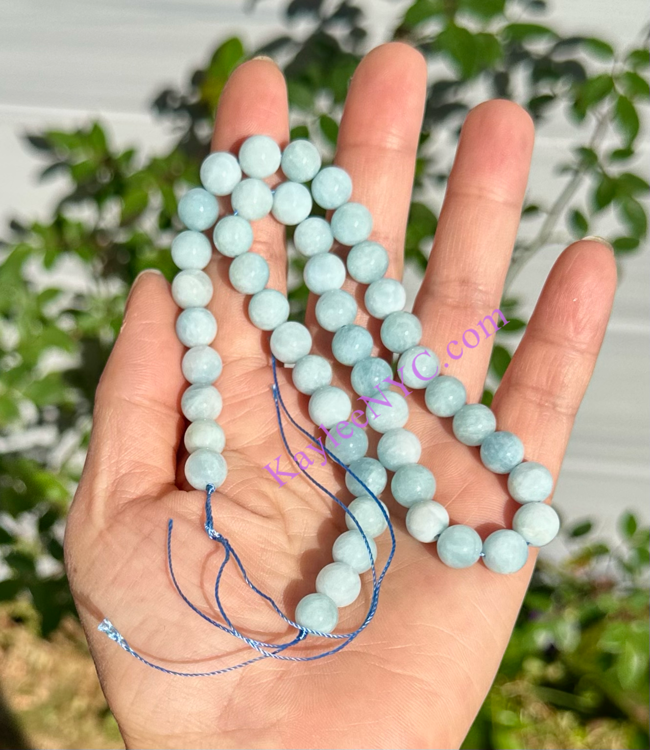 3 strands 8mm Natural Aquamarine Beads