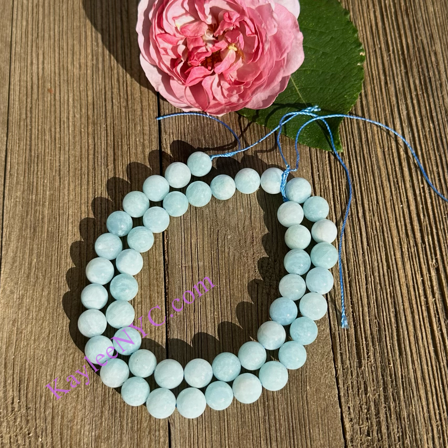 3 strands 8mm Natural Aquamarine Beads