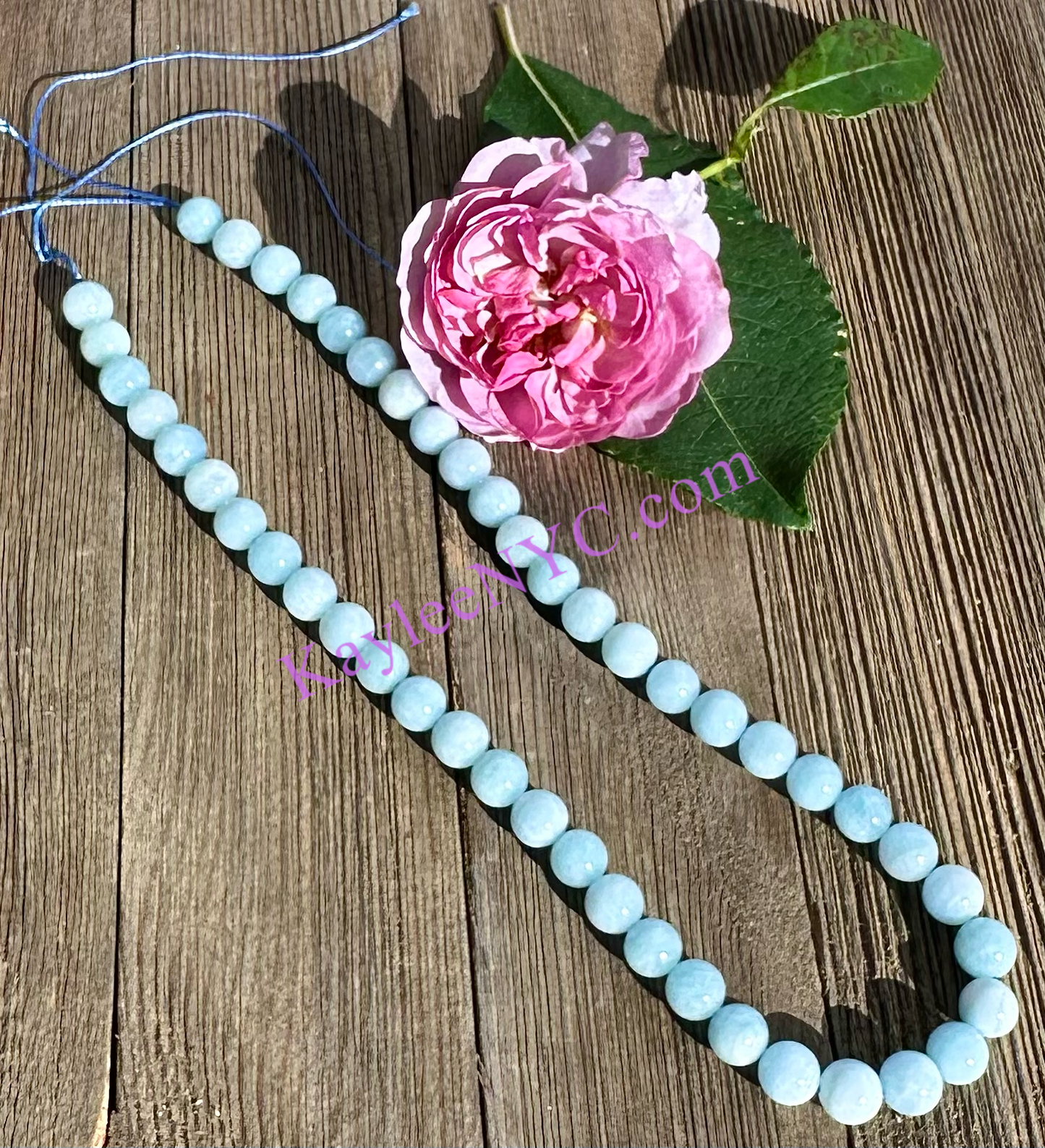 3 strands 8mm Natural Aquamarine Beads