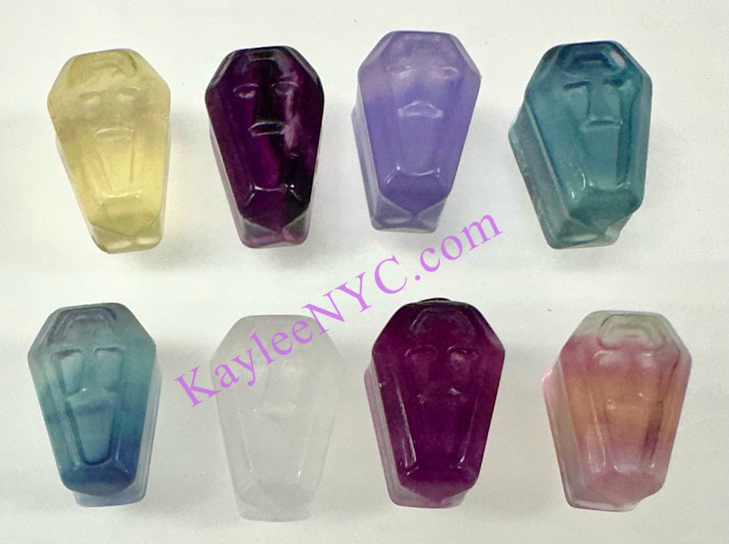 24 pcs Natural Mini Candy Fluorite Halloween Carvings