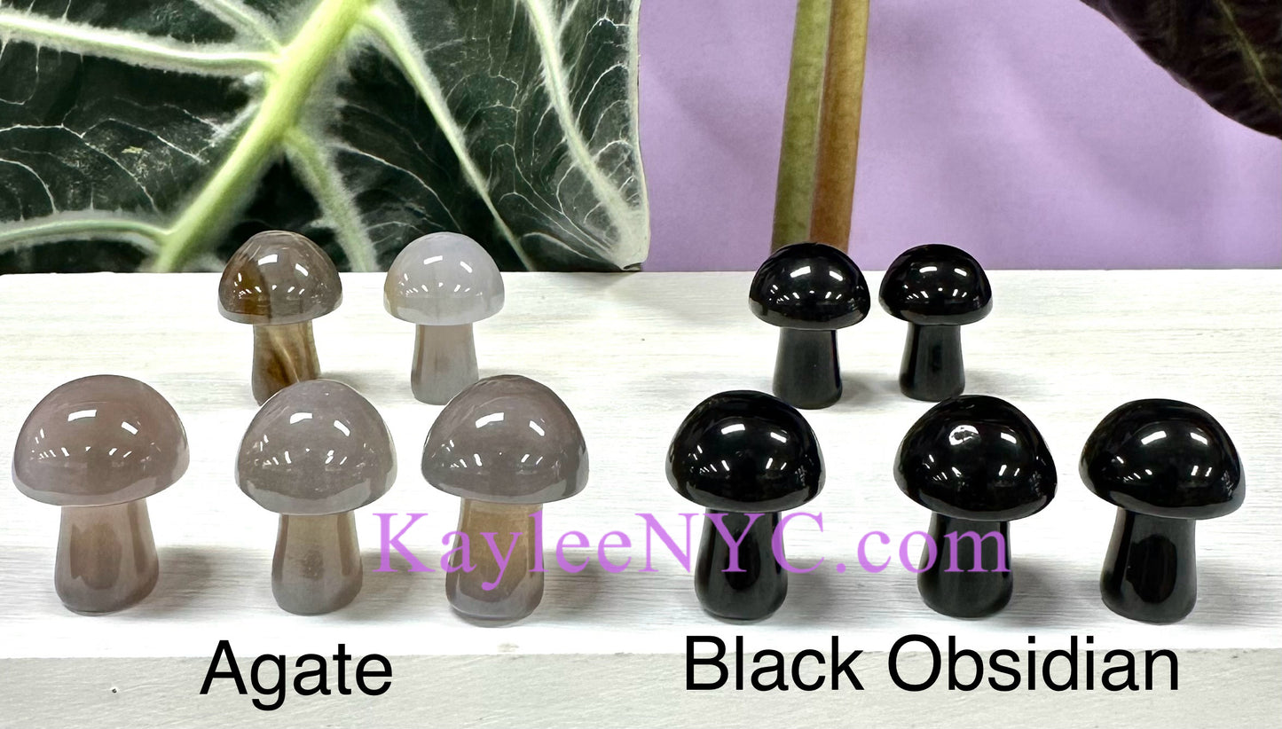 Wholesale Lot 40 PCs Natural Mixed 20mm Crystal Mushroom Healing Energy