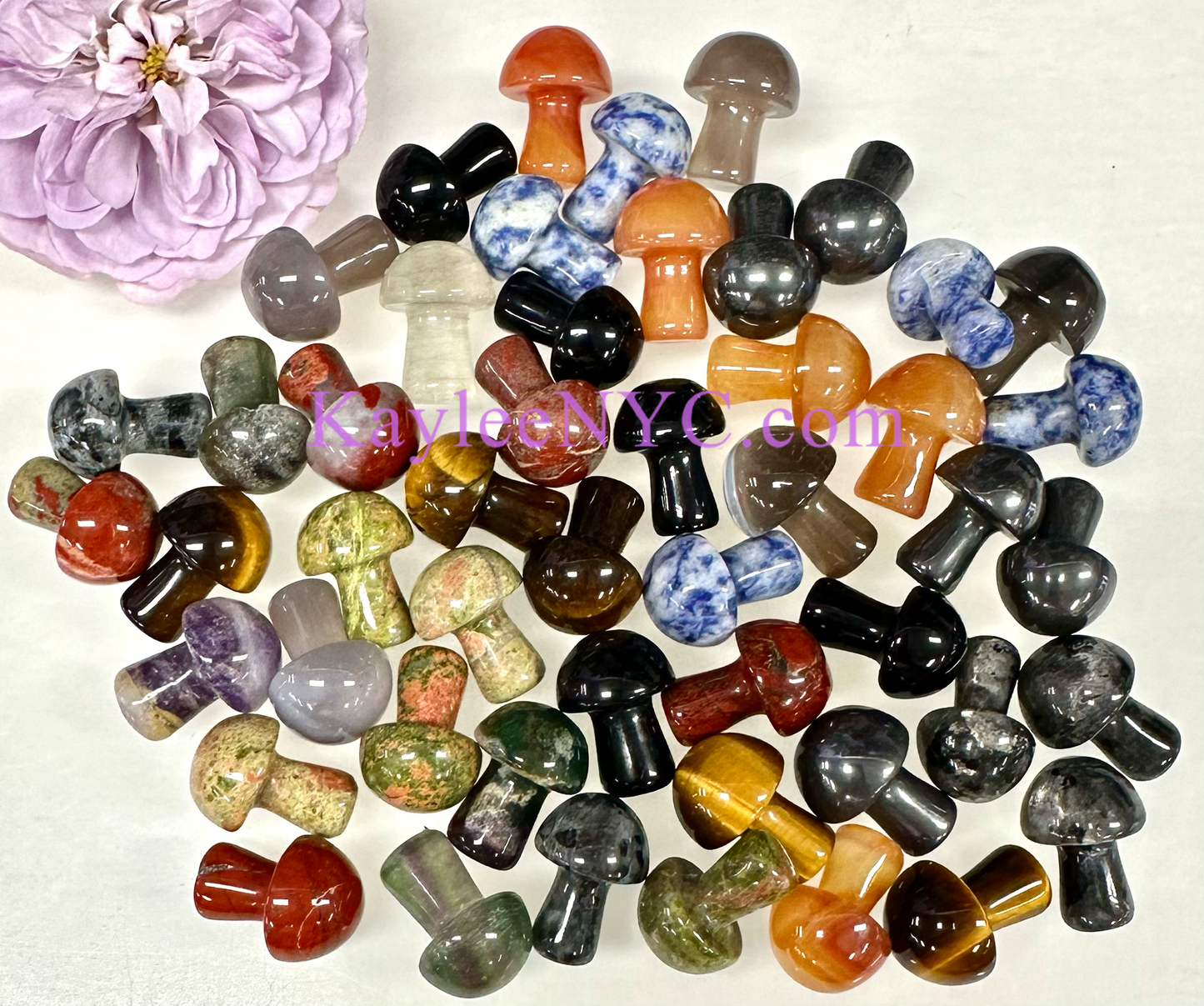 Wholesale Lot 40 PCs Natural Mixed 20mm Crystal Mushroom Healing Energy