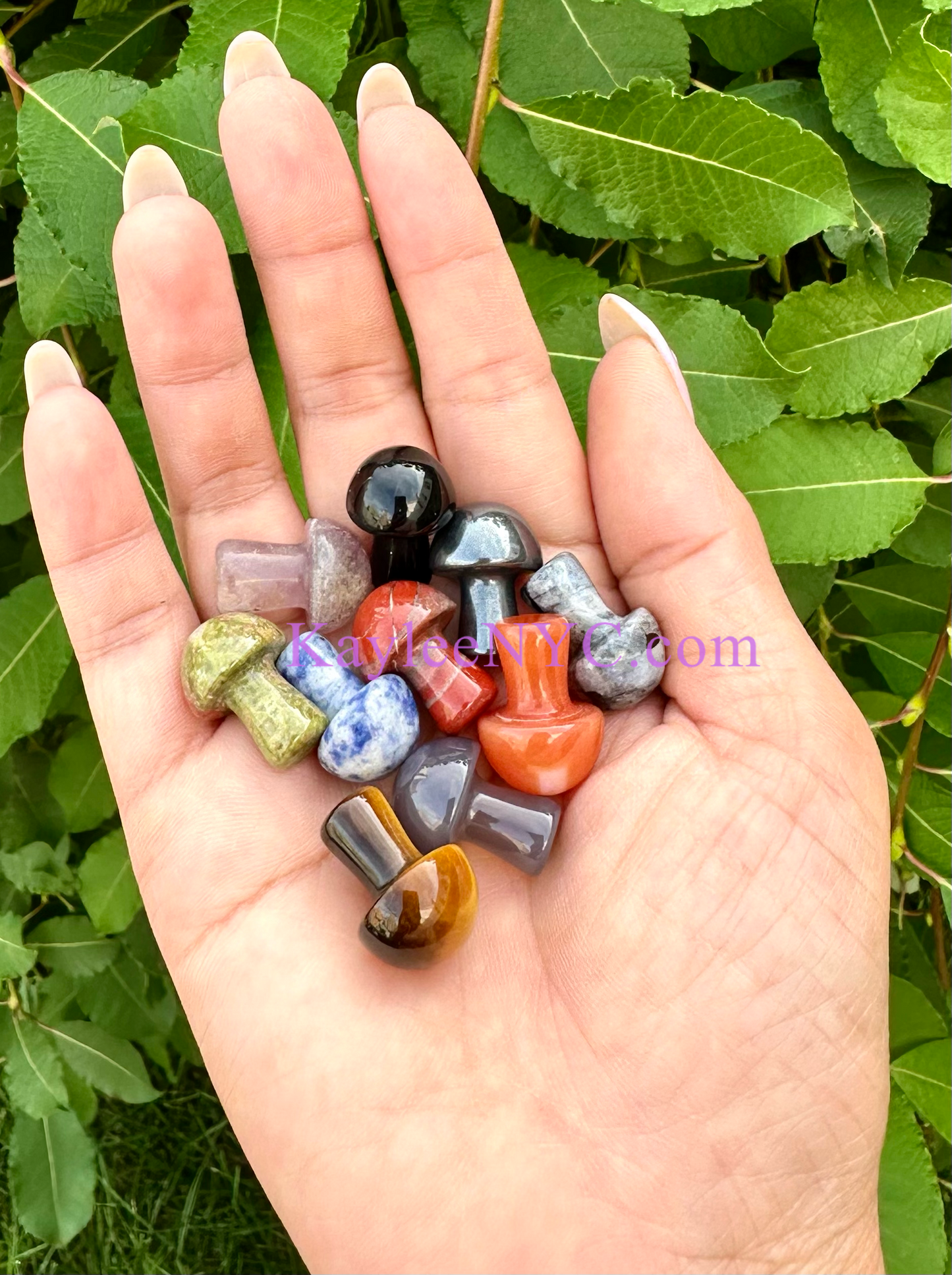 Wholesale Lot 40 PCs Natural Mixed 20mm Crystal Mushroom Healing Energy