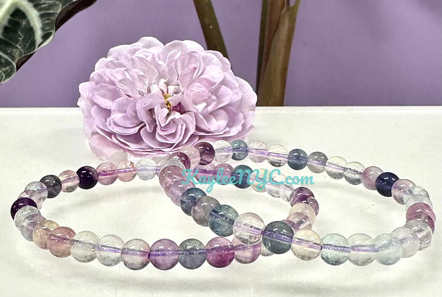 Wholesale 6 Pcs Natural Rainbow Fluorite 6mm 7.5” Crystal Healing Stretch Bracelet